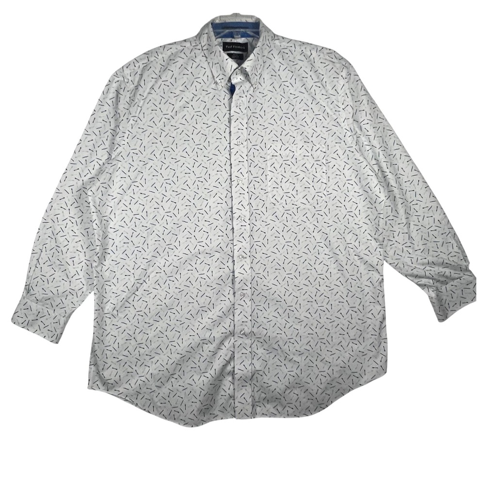 Paul Fredrick Classic Fit 18x35 Dress Shirt Long Sleeve White Blue‎ Spoon Knife